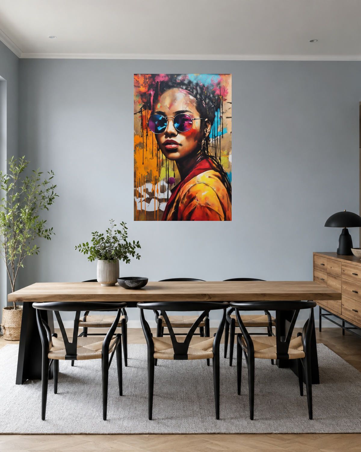 Salle à manger bleu gris