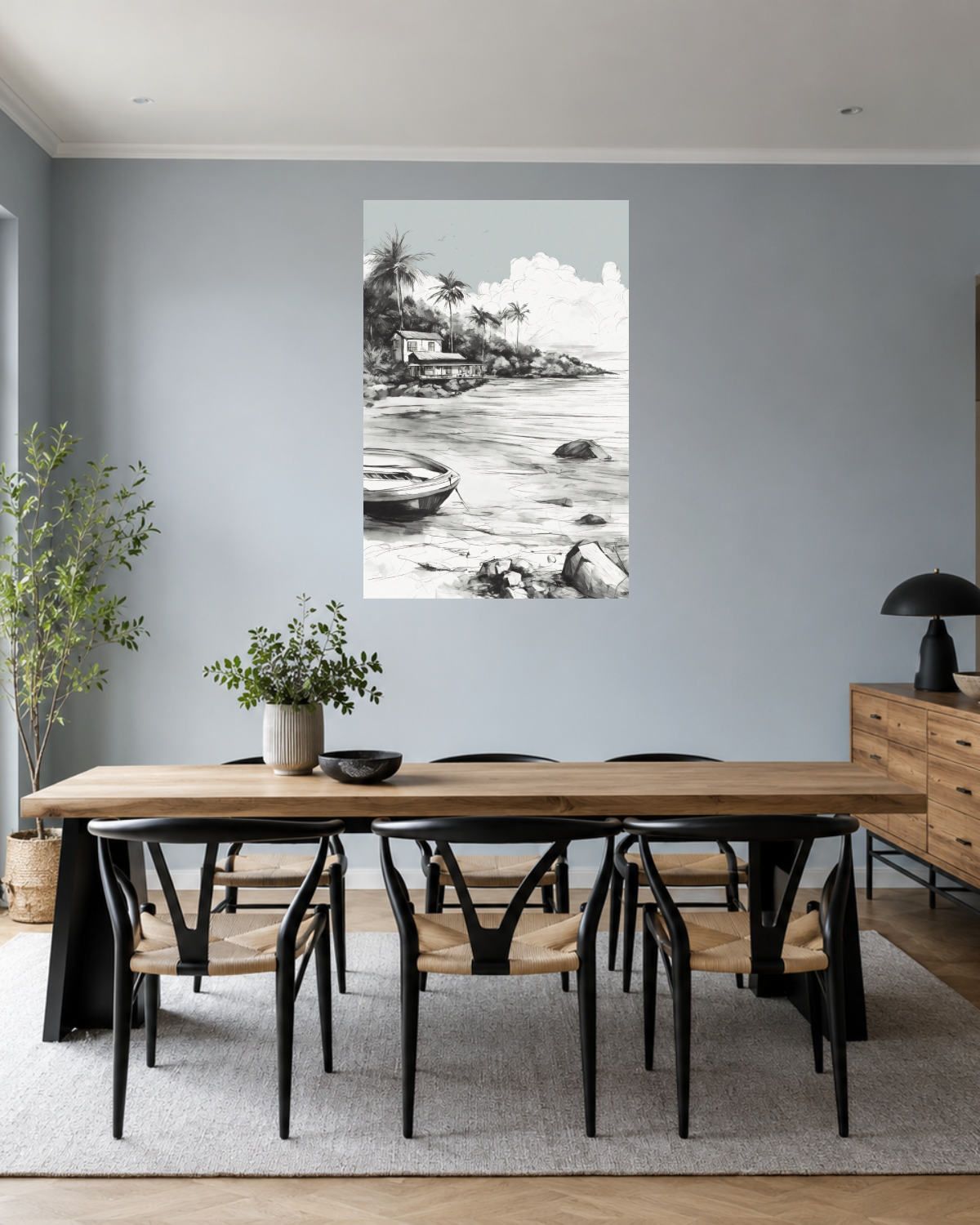 Salle à manger bleu gris