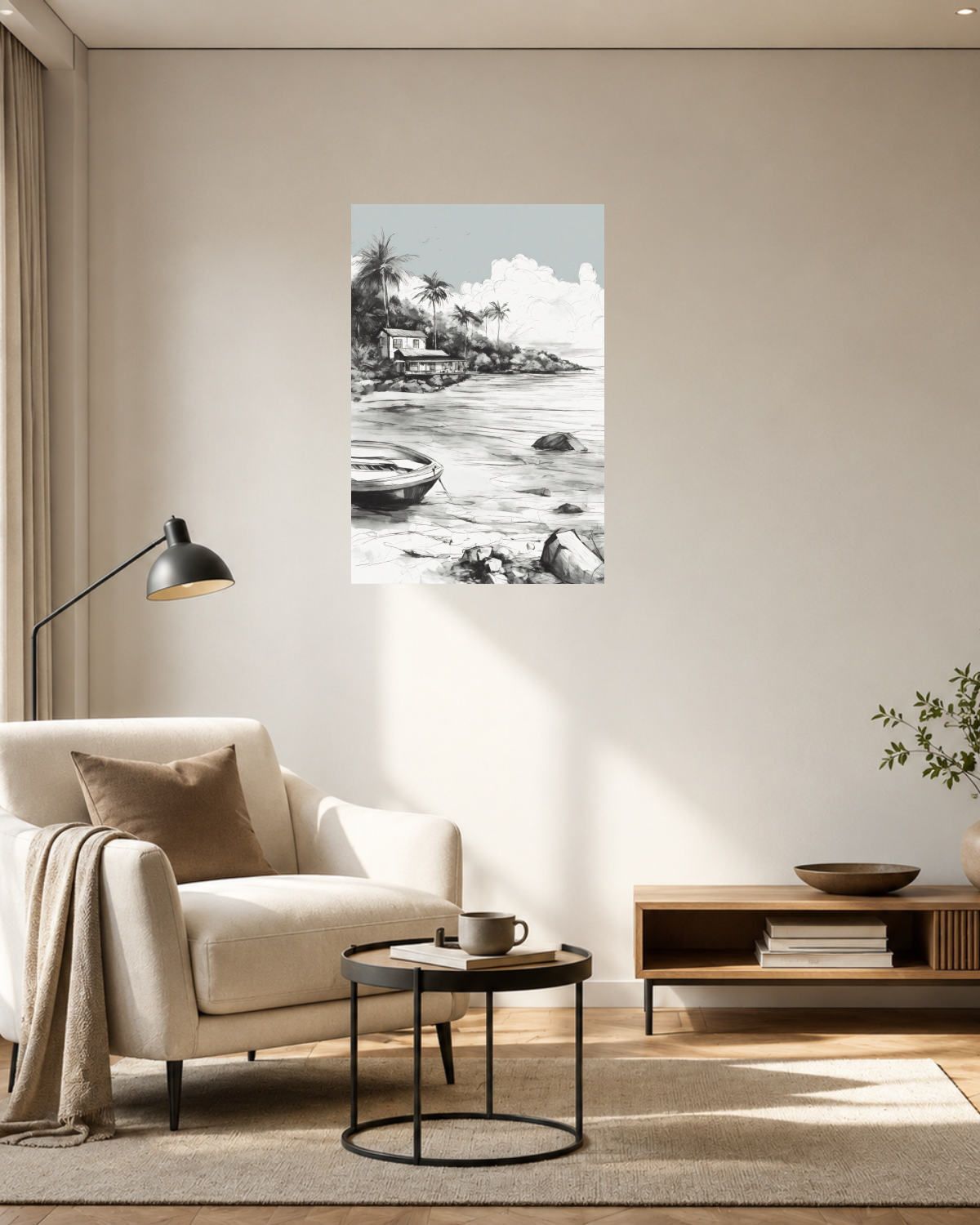 Salon fauteuil beige — vue 3
