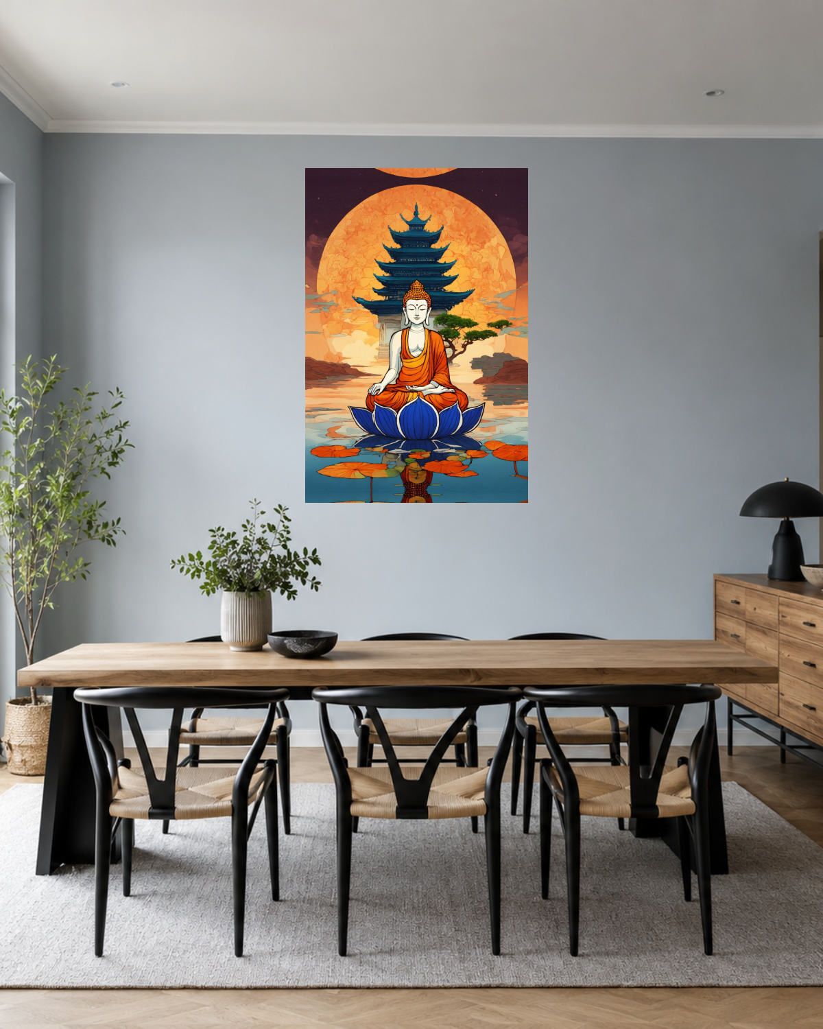 Salle à manger bleu gris