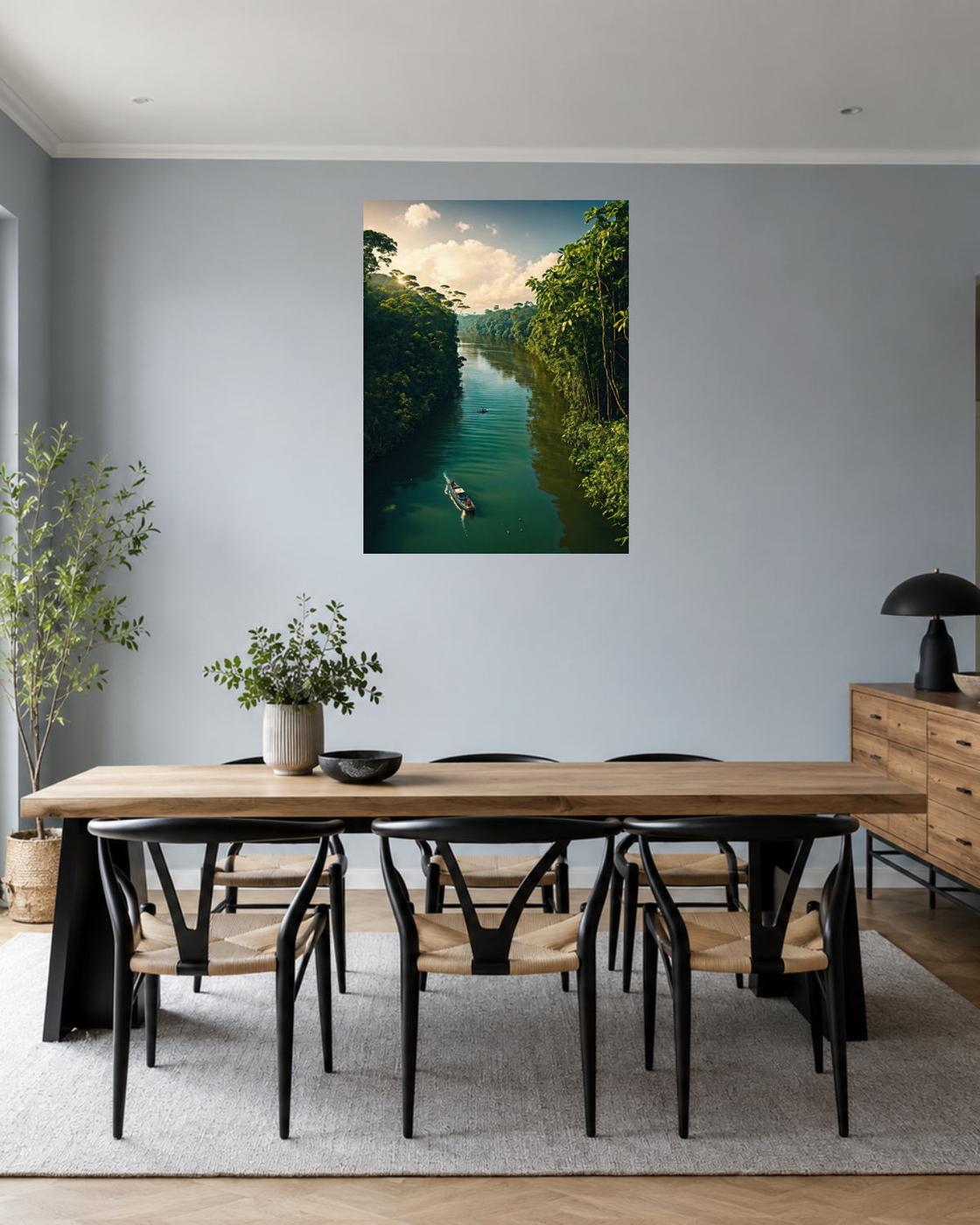Salle à manger bleu gris