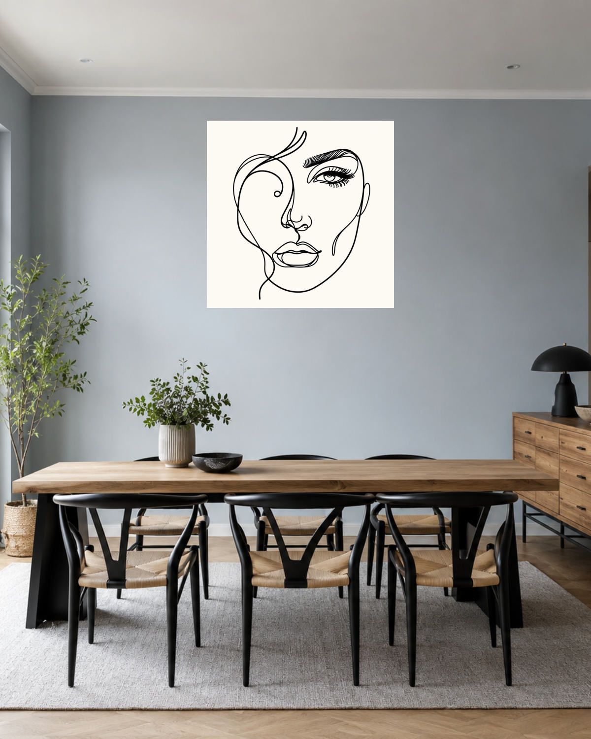 Salle à manger bleu gris