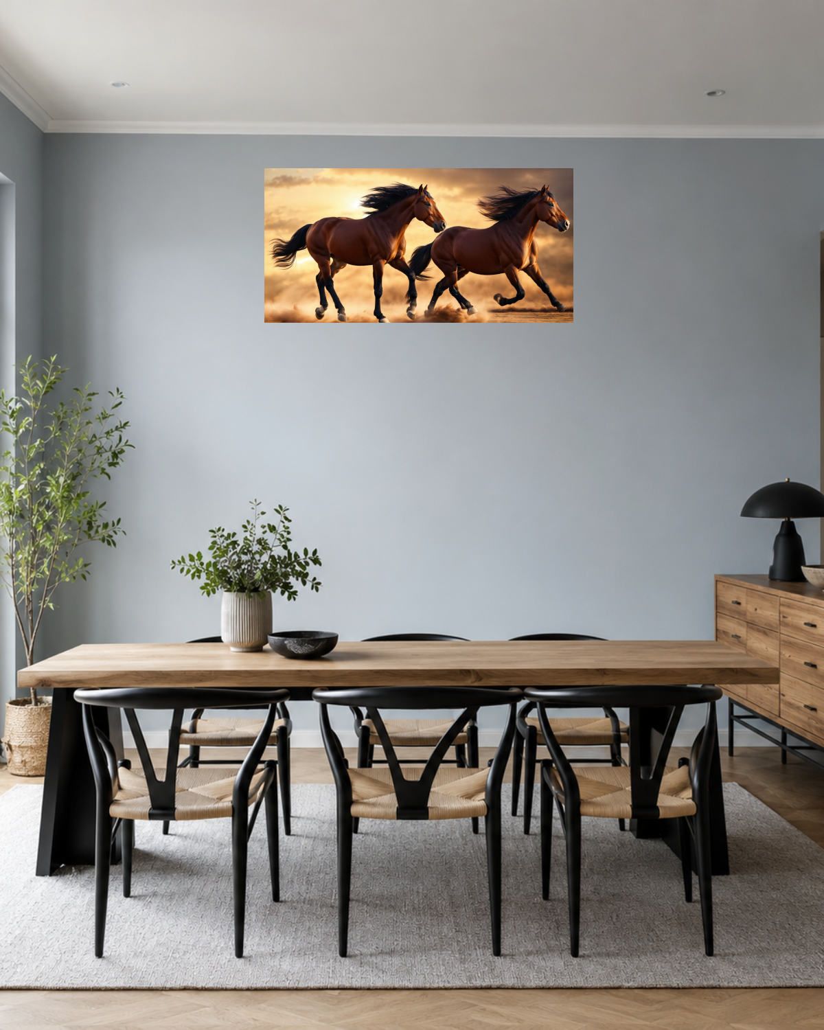Salle à manger bleu gris