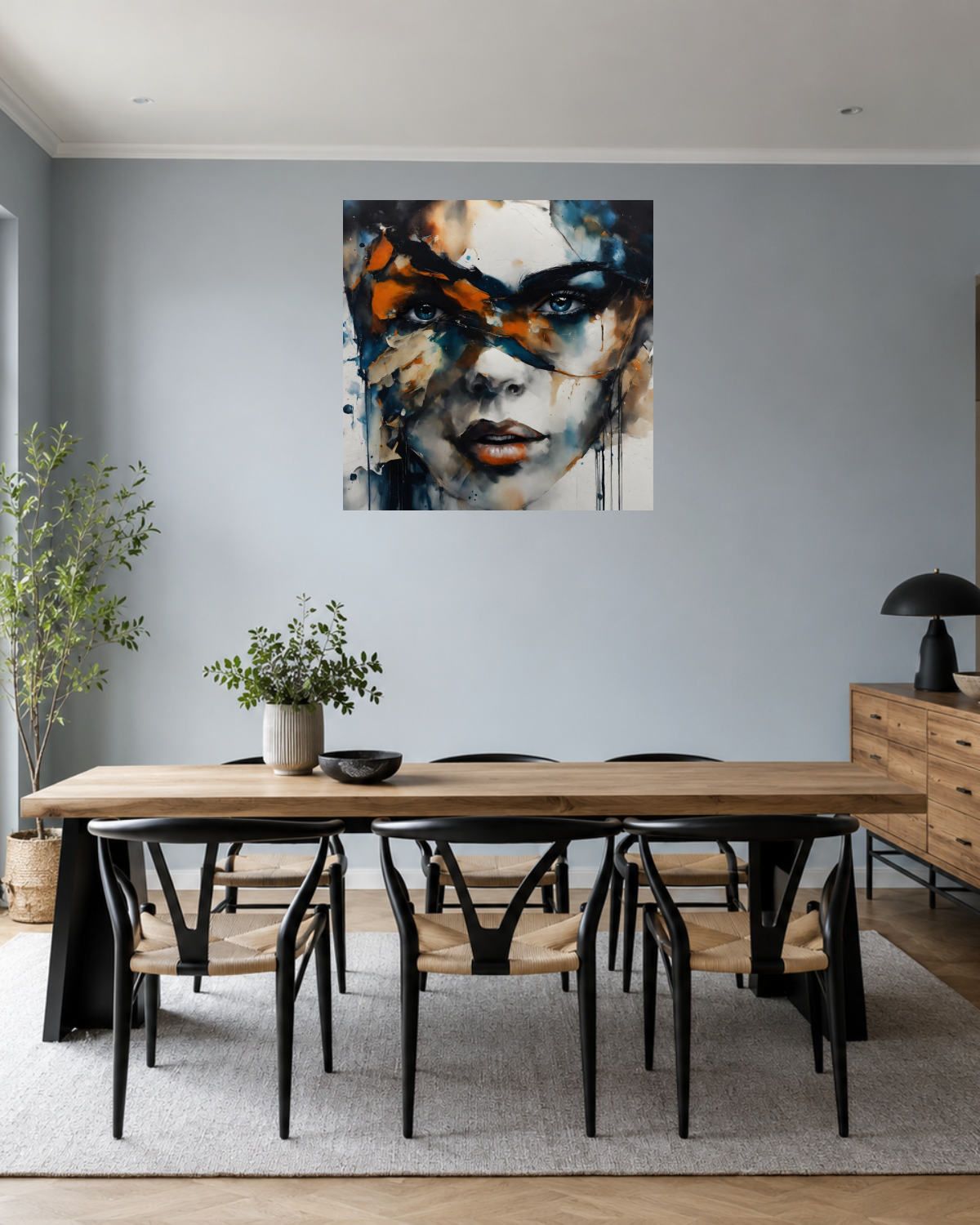 Salle à manger bleu gris — vue 1