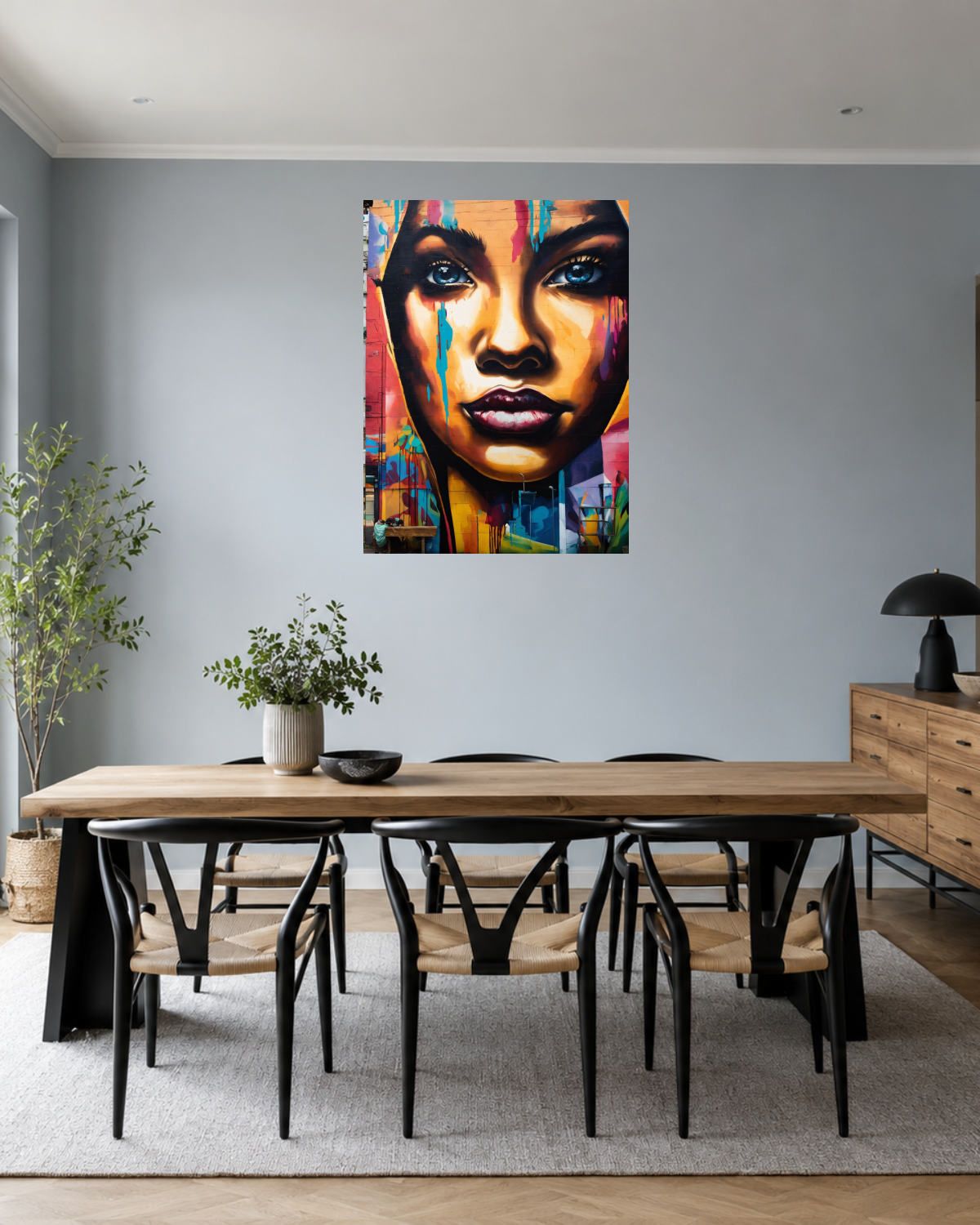 Salle à manger bleu gris