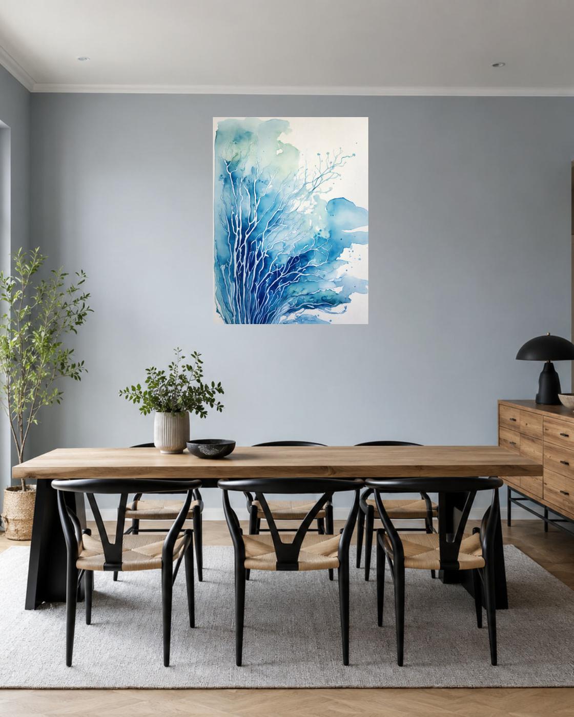 Salle à manger bleu gris