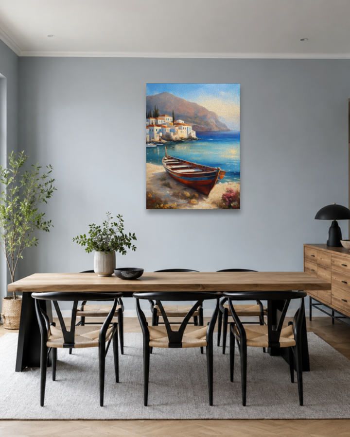 Salle à manger bleu gris