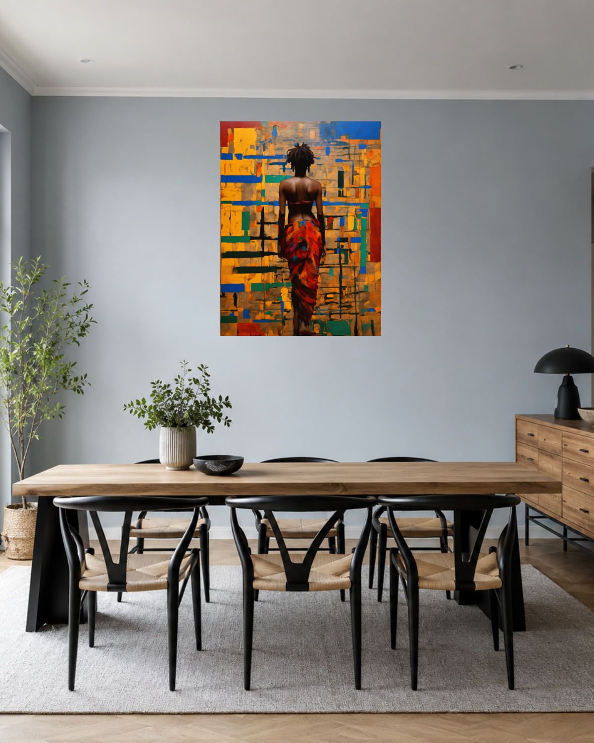 Salle à manger bleu gris