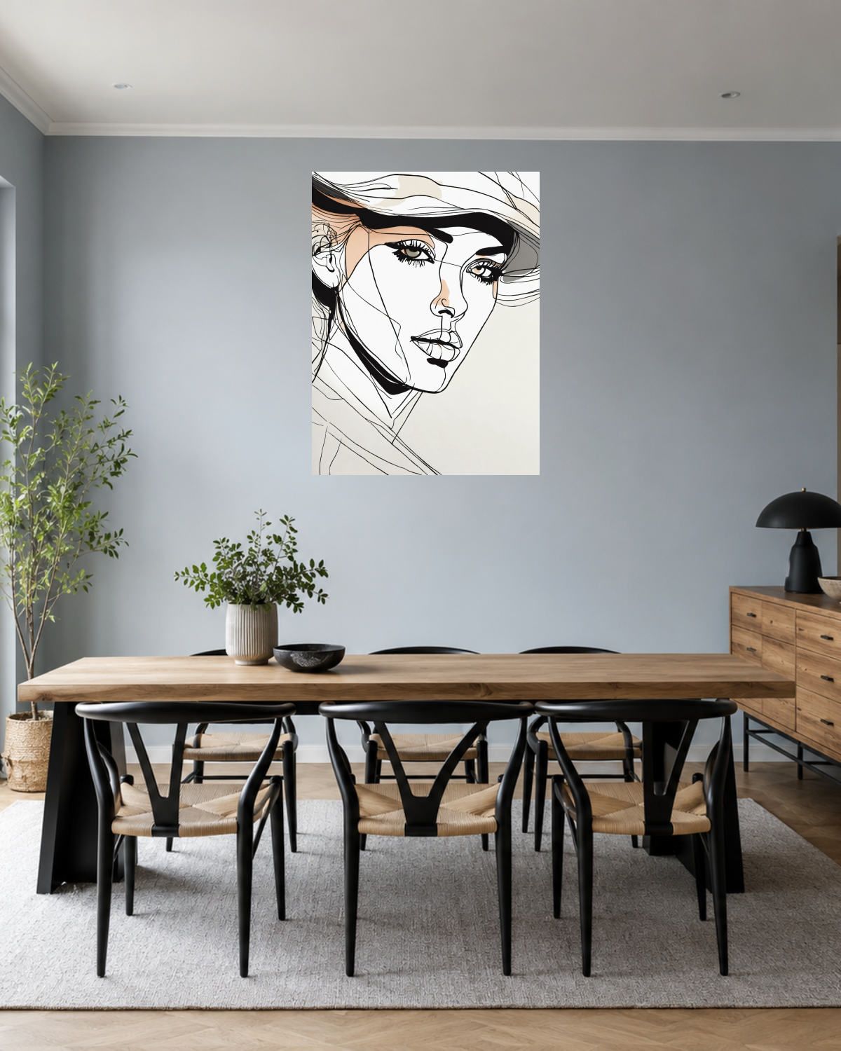 Salle à manger bleu gris