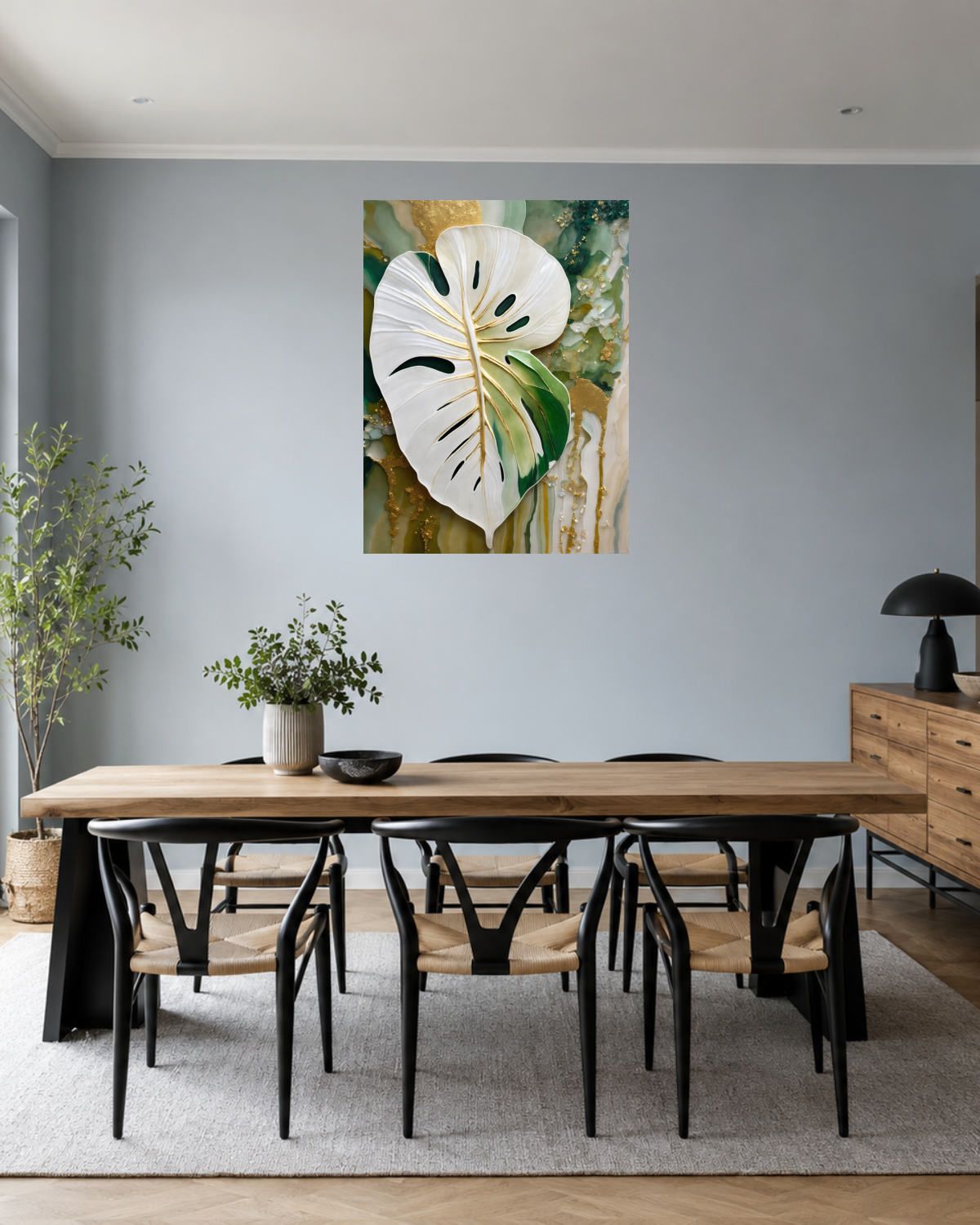 Salle à manger bleu gris