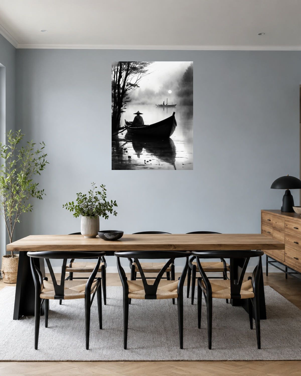 Salle à manger bleu gris