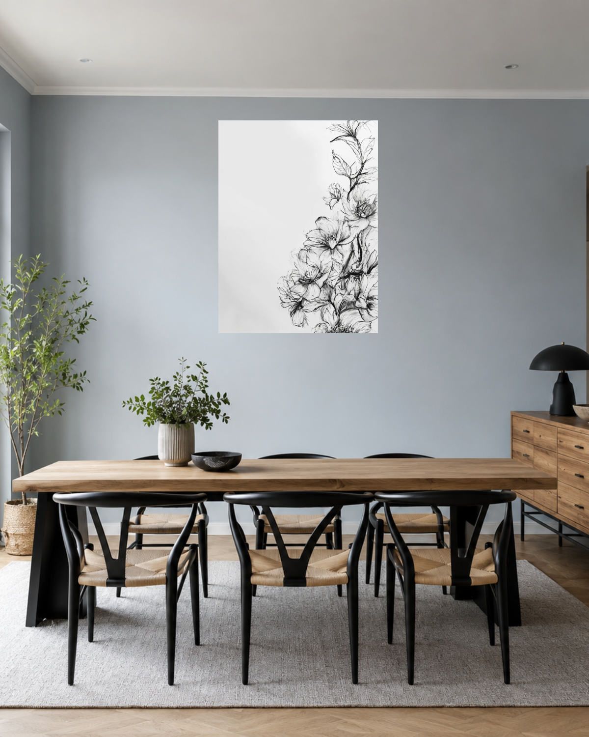 Salle à manger bleu gris