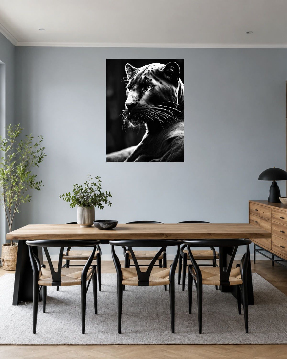Salle à manger bleu gris