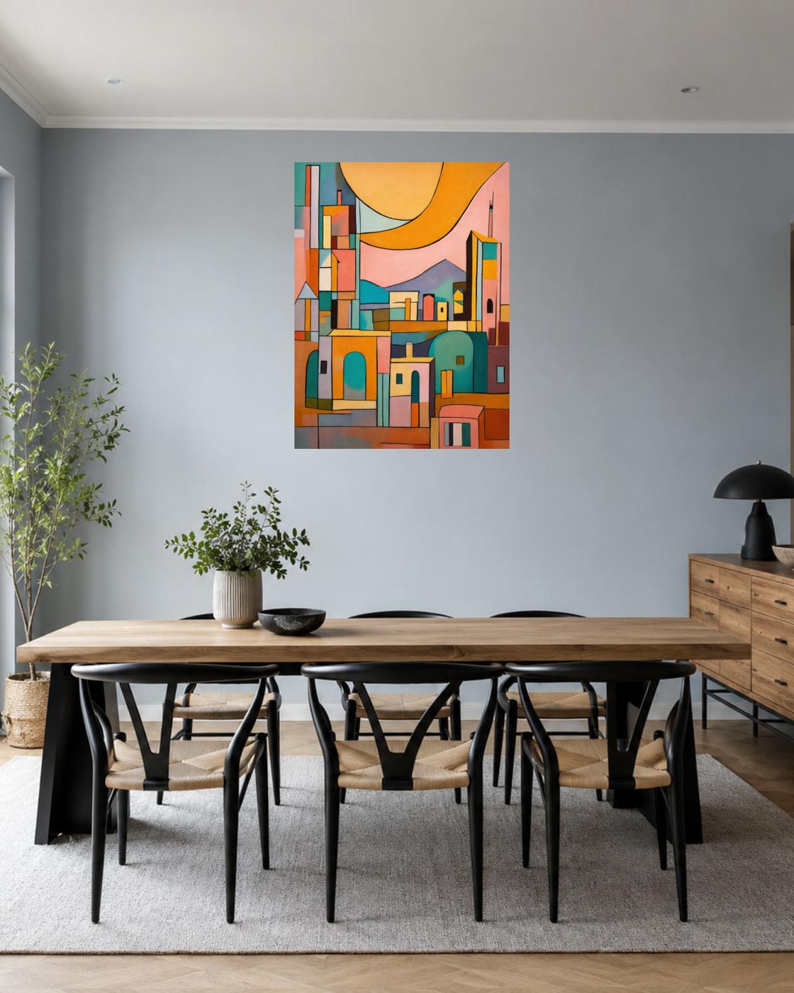 Salle à manger bleu gris