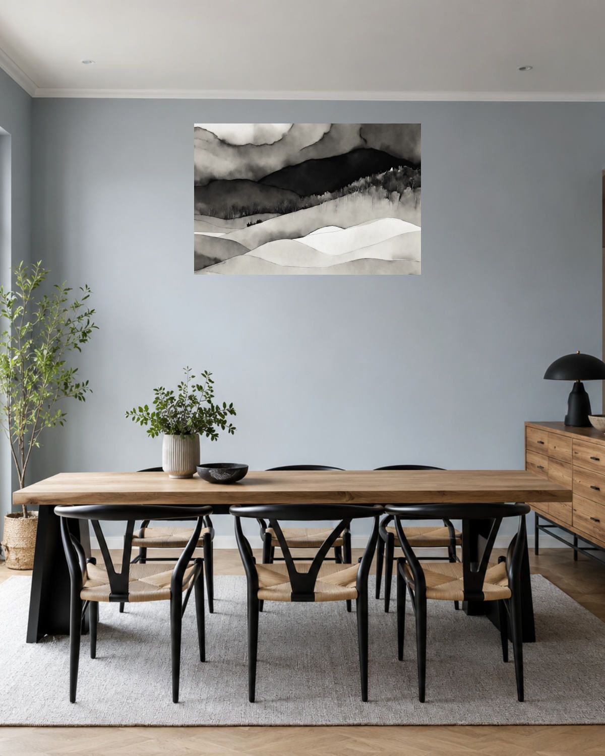Salle à manger bleu gris