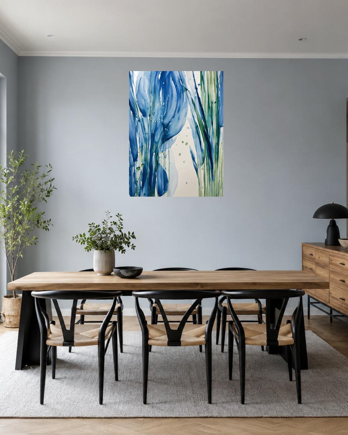 Salle à manger bleu gris