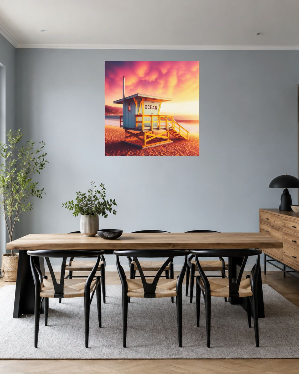 Salle à manger bleu gris