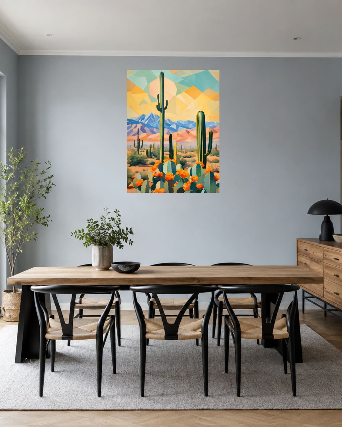 Salle à manger bleu gris — vue 1