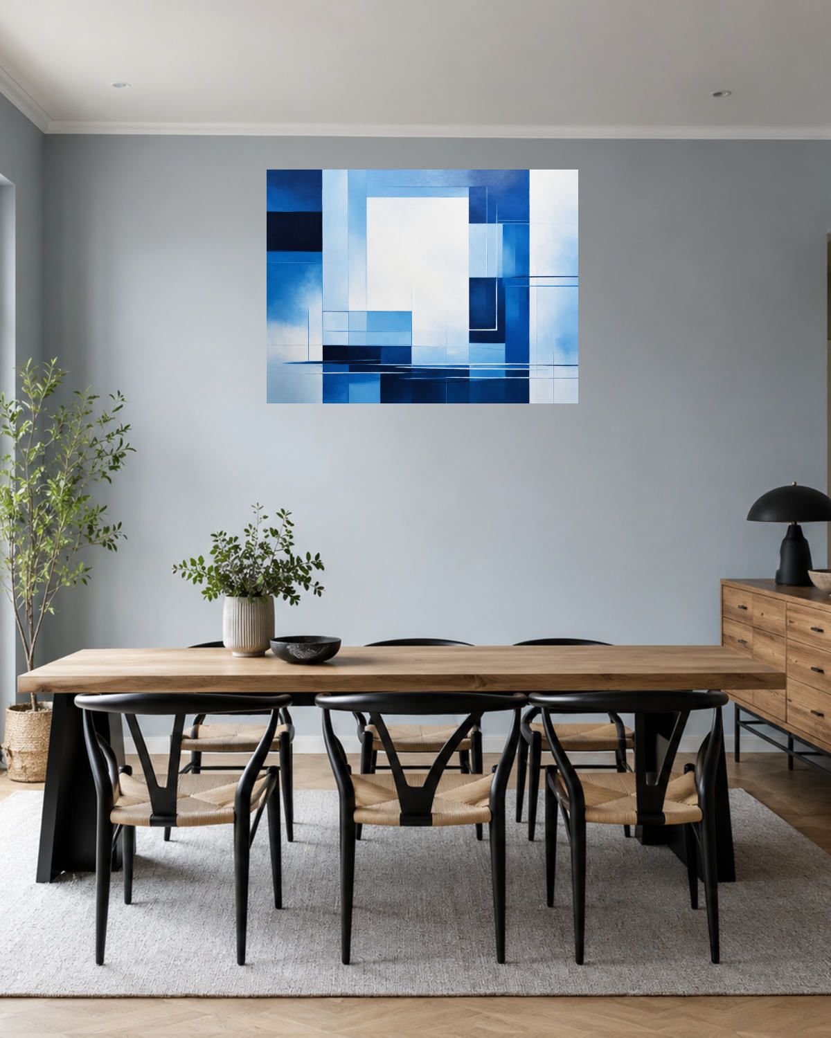 Salle à manger bleu gris