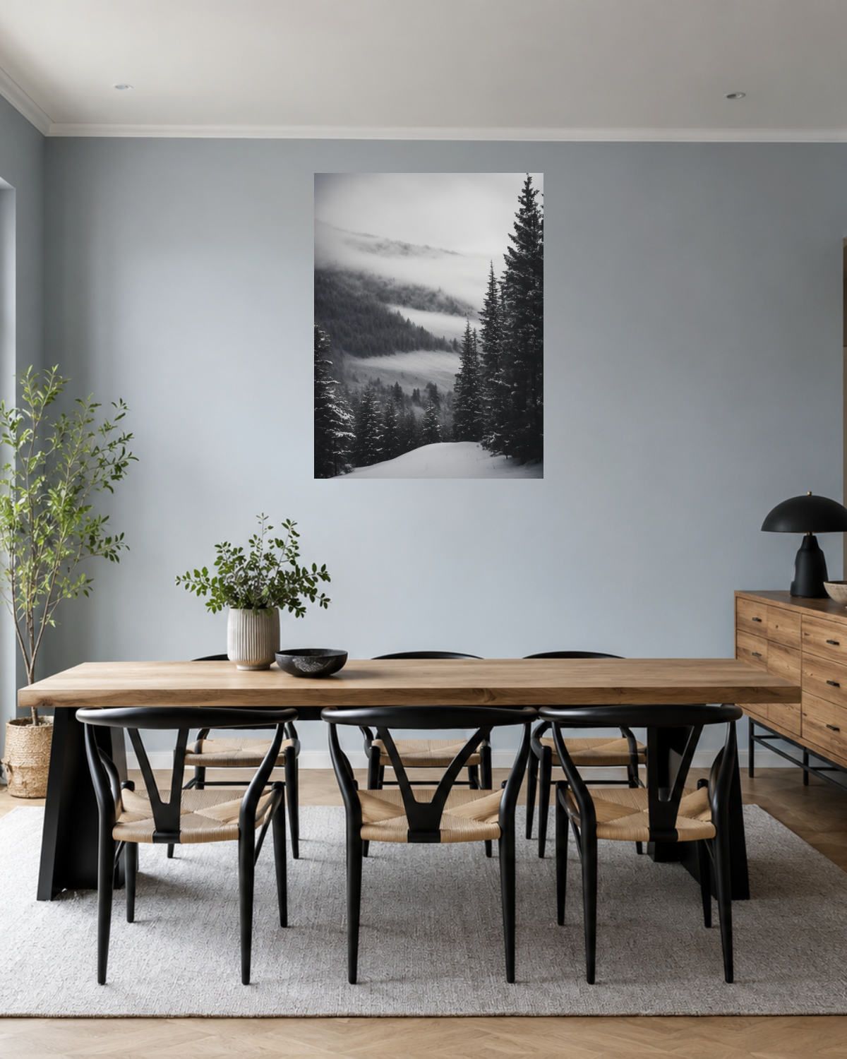 Salle à manger bleu gris