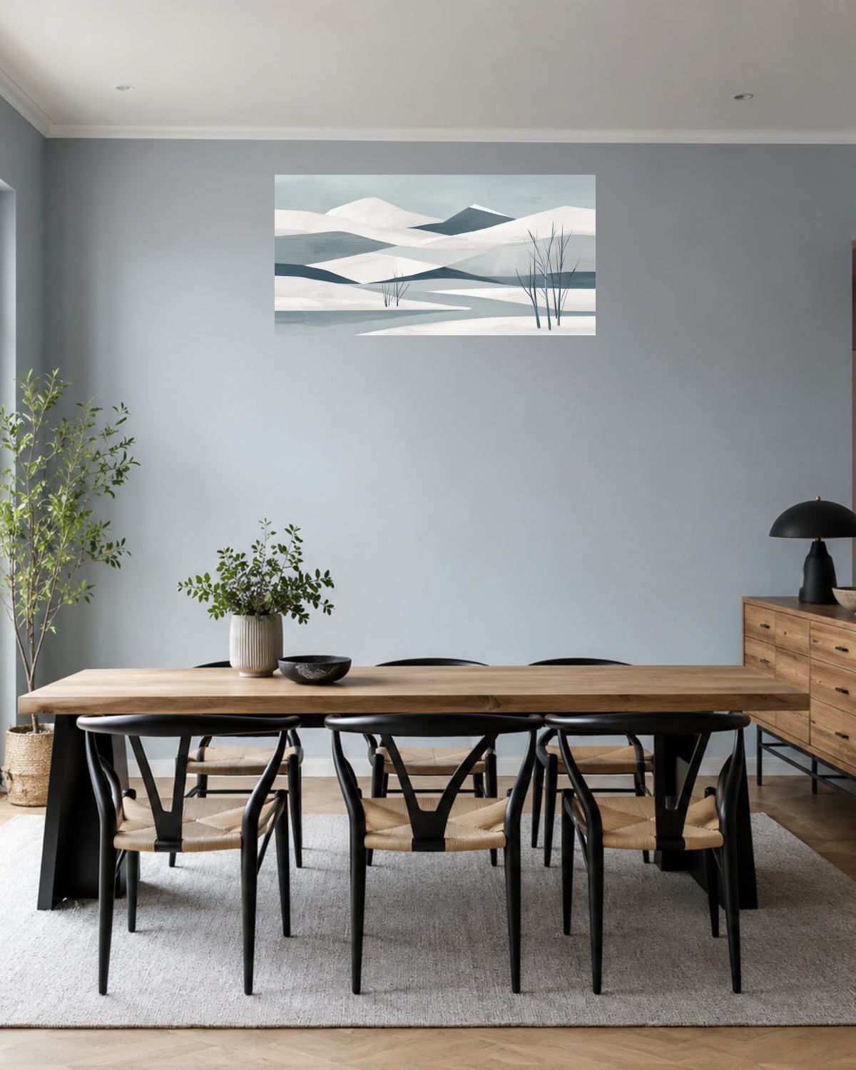 Salle à manger bleu gris