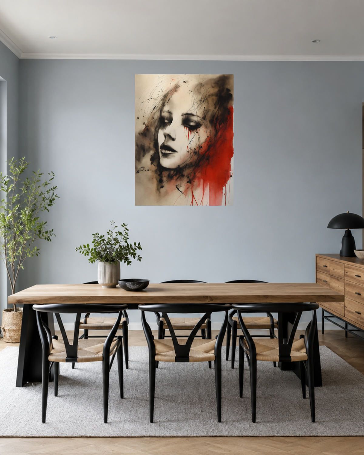 Salle à manger bleu gris