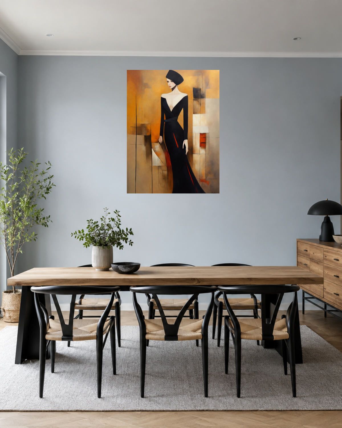 Salle à manger bleu gris — vue 1