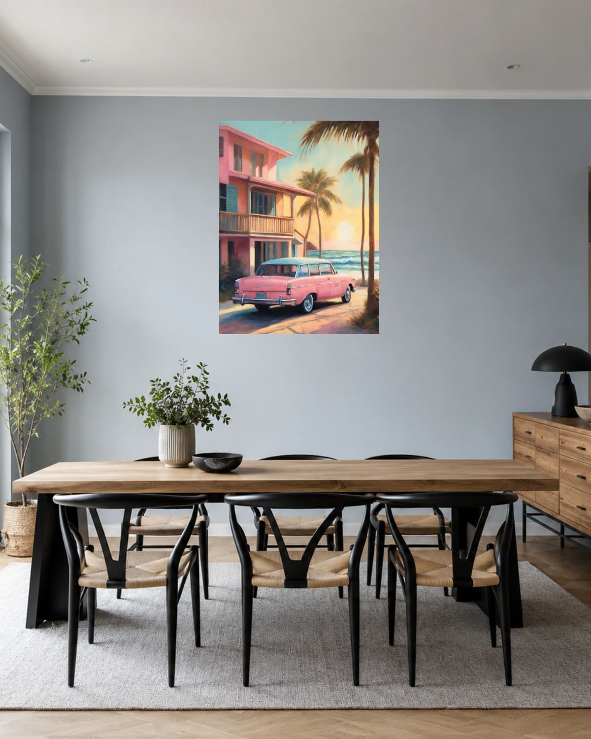 Salle à manger bleu gris