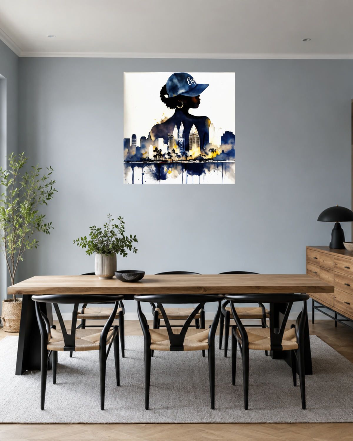 Salle à manger bleu gris