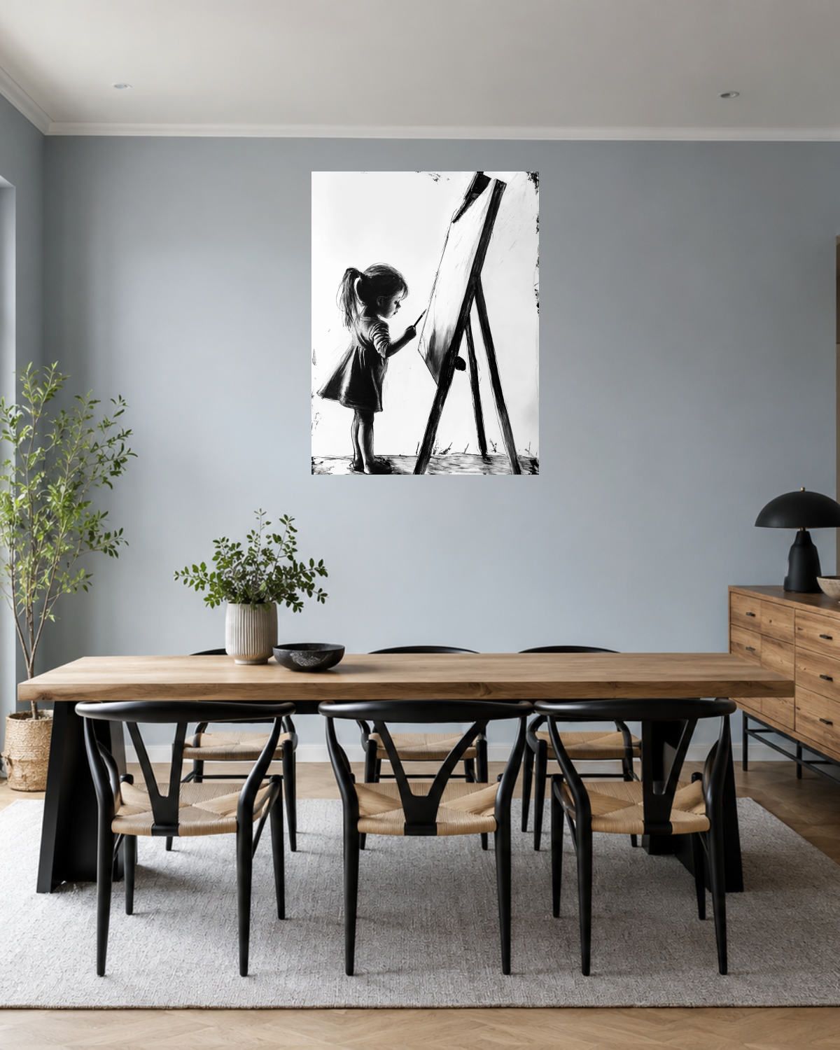 Salle à manger bleu gris