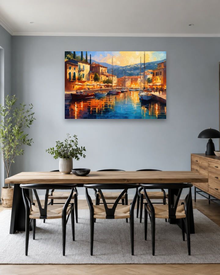 Salle à manger bleu gris