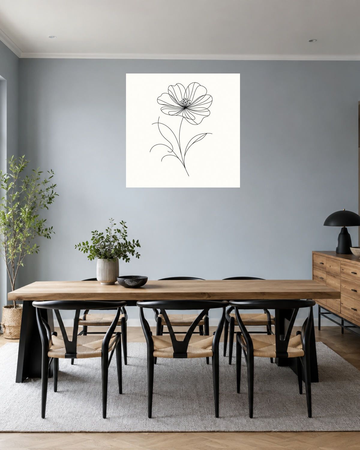 Salle à manger bleu gris