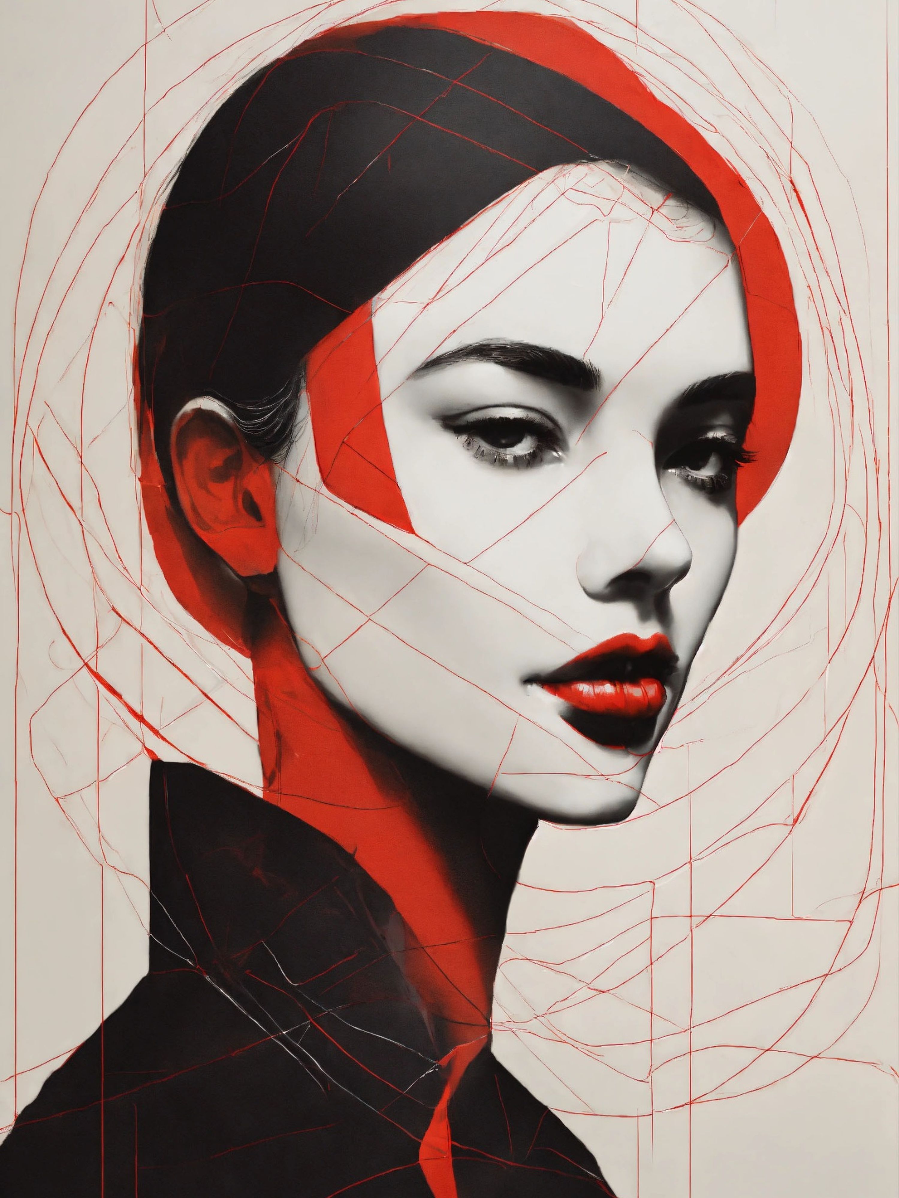 Portrait femme rouge noir — vue 4