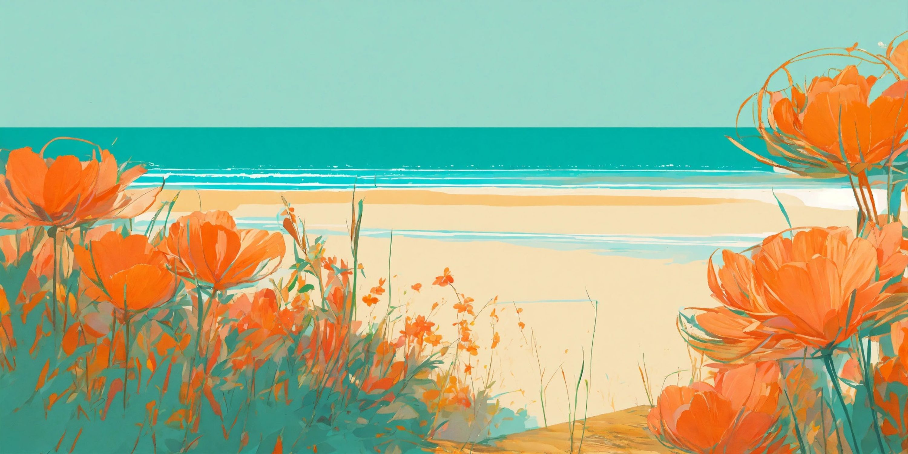 Plage fleurs oranges — vue 4