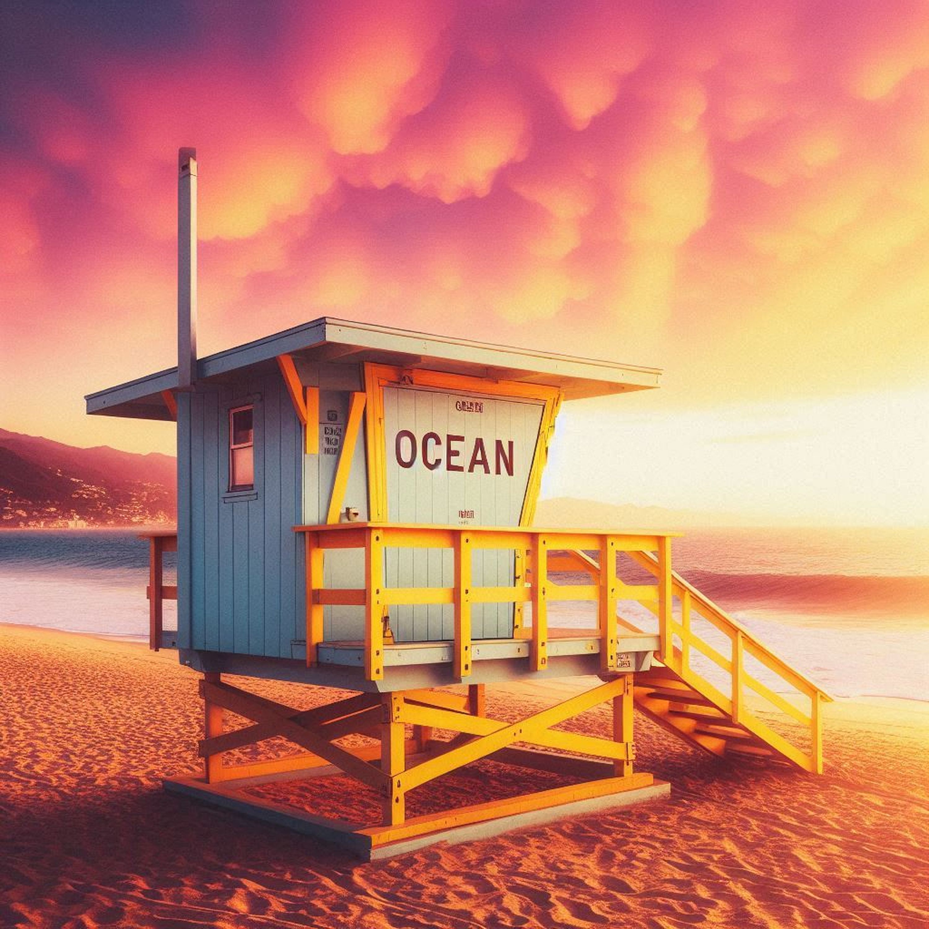 Cabane Plage Coucher Soleil — vue 4