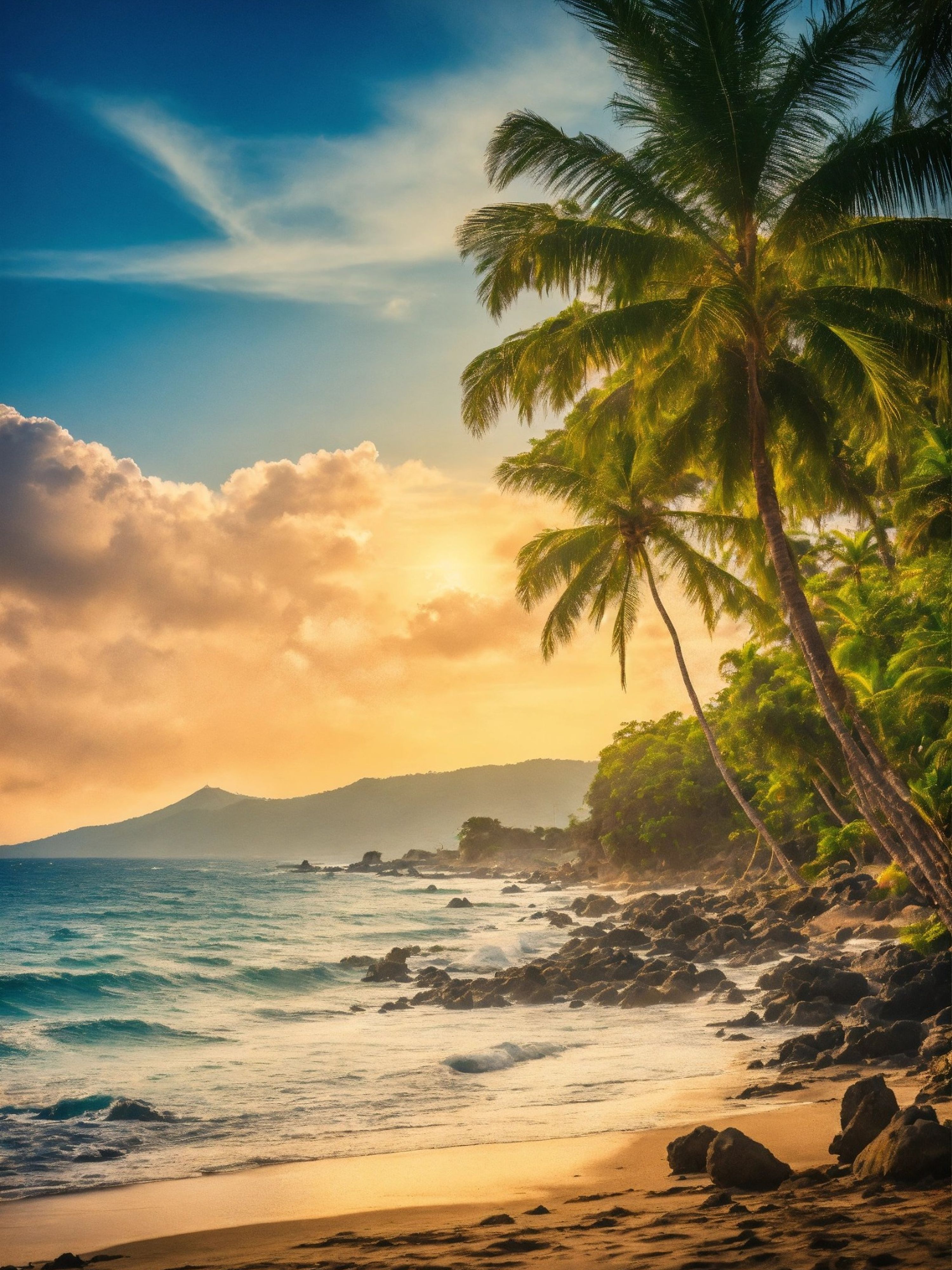 Plage tropicale coucher de — vue 4