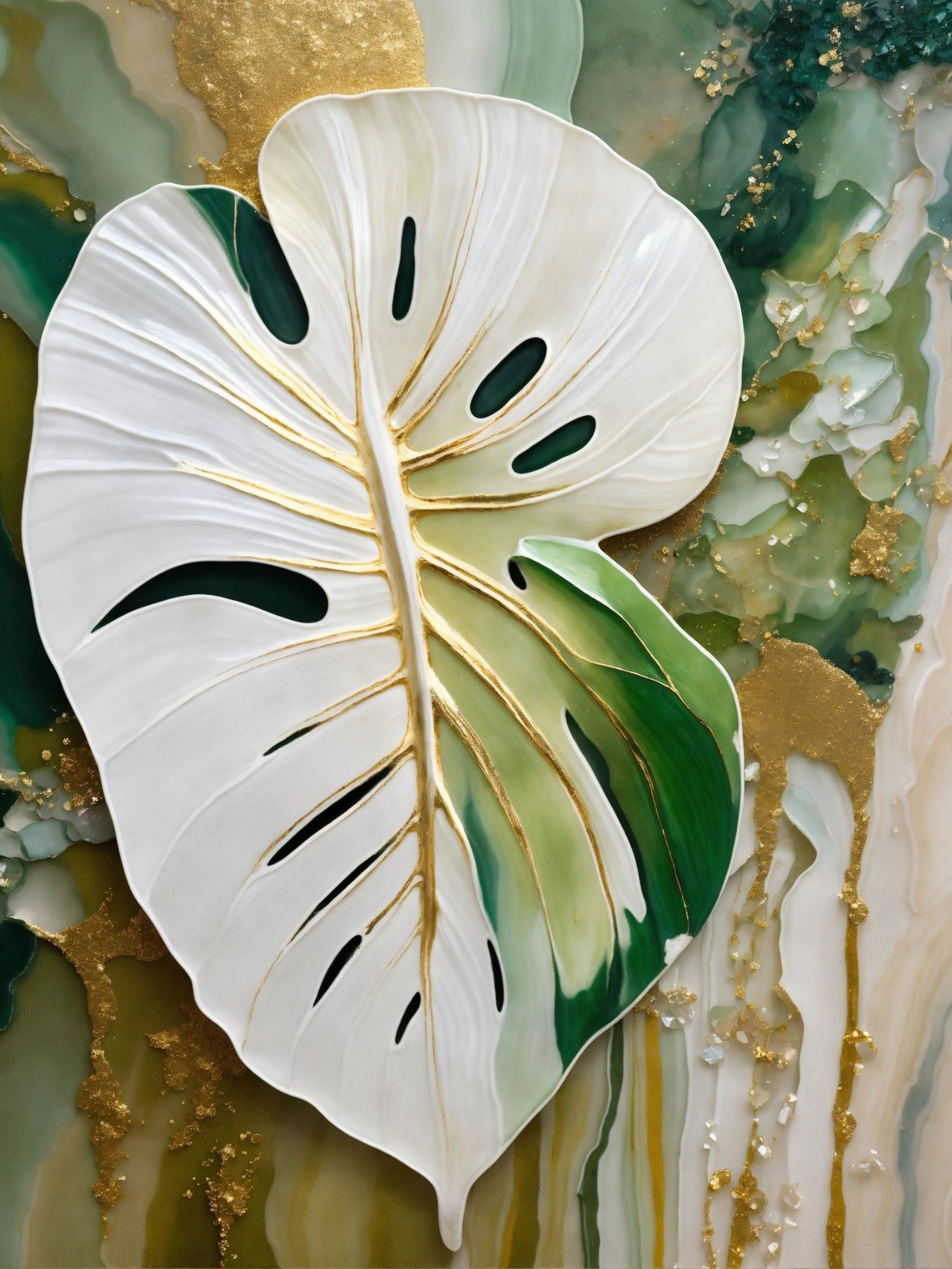 Monstera dorée abstraite — vue 4