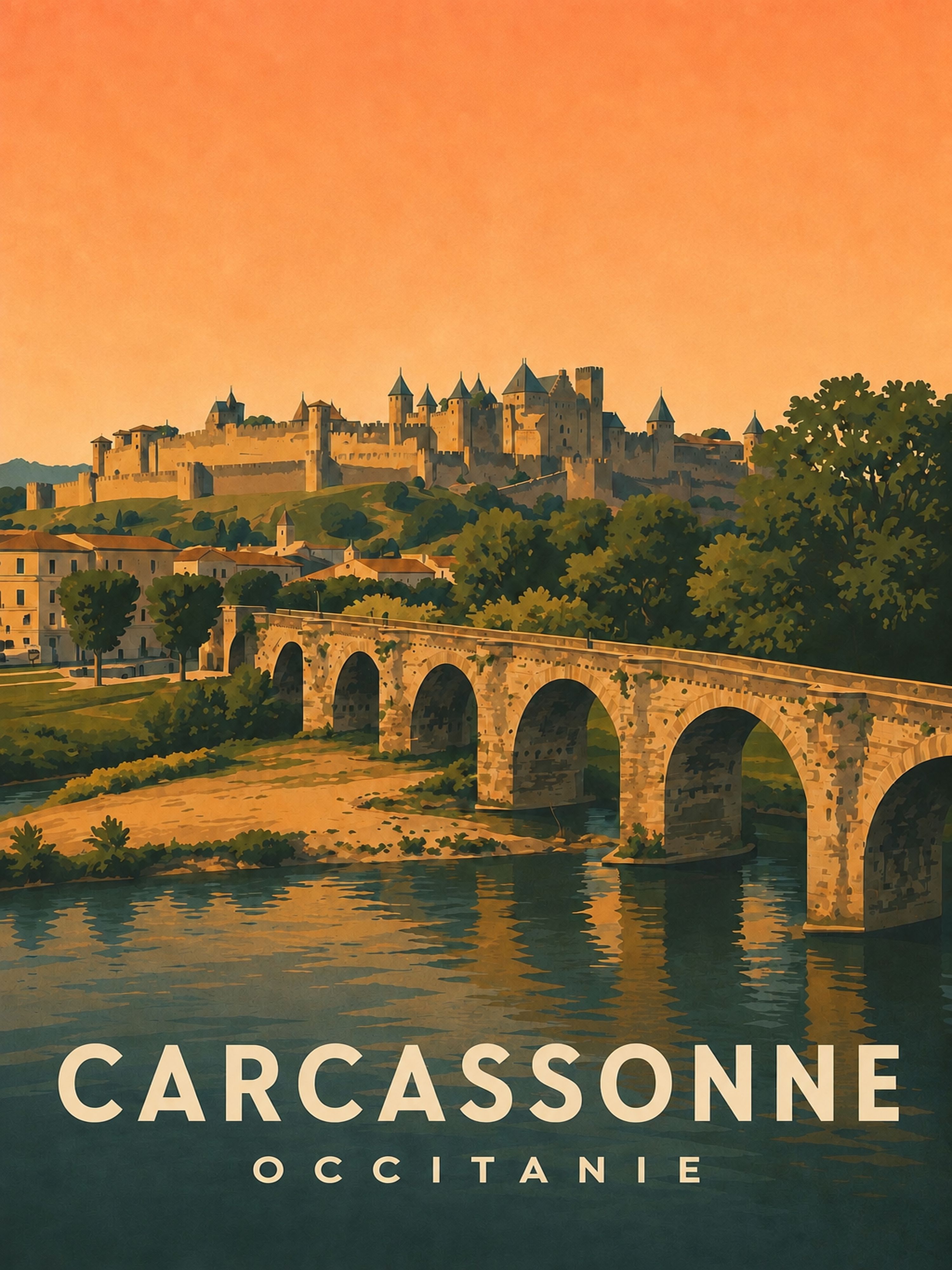 tableau carcassonne cité médiévale format portrait