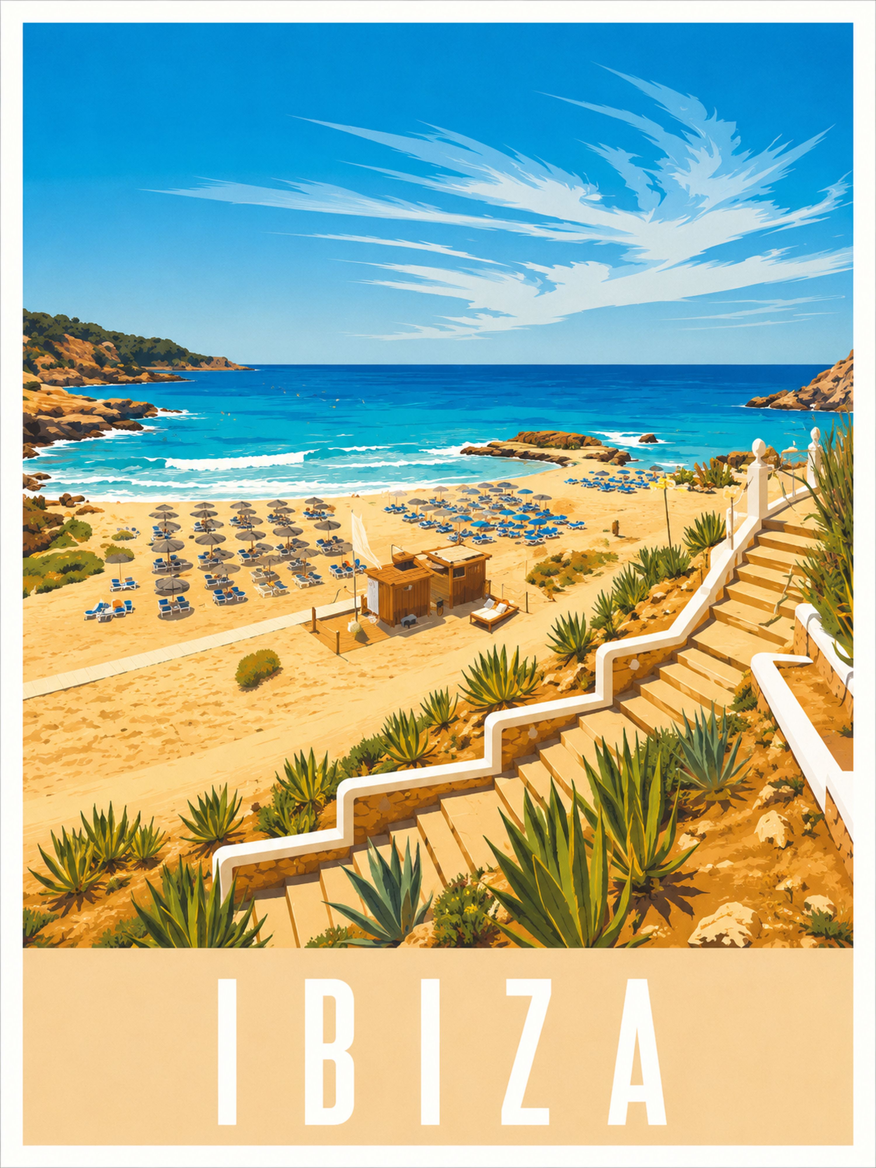tableau plage ensoleillée ibiza format portrait