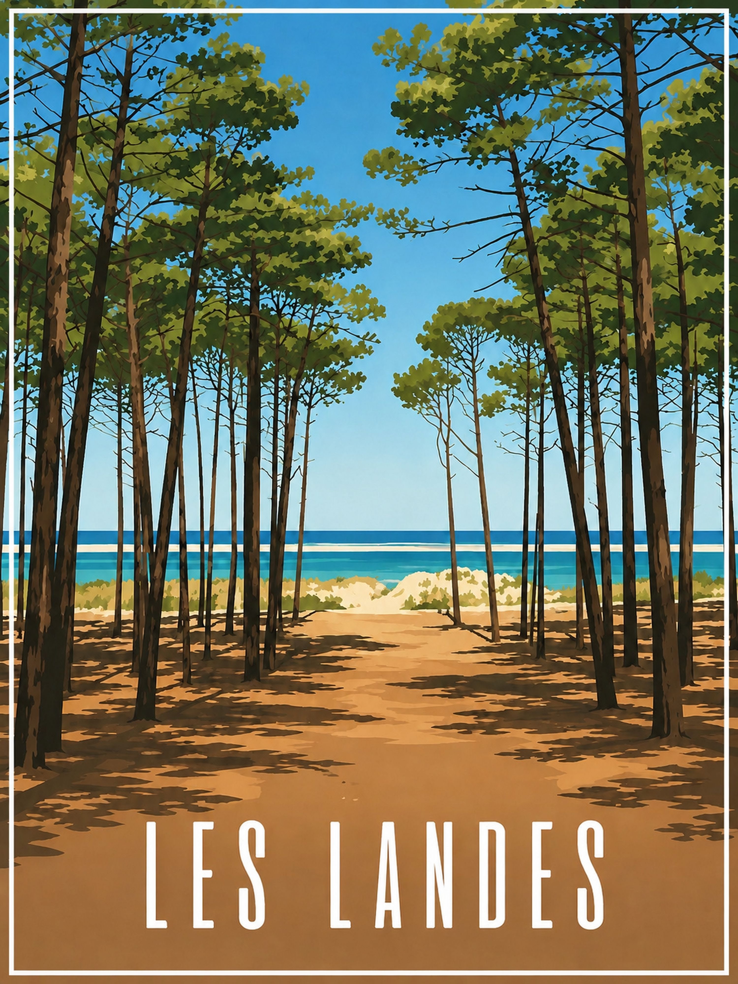 tableau chemin pinède plage format portrait